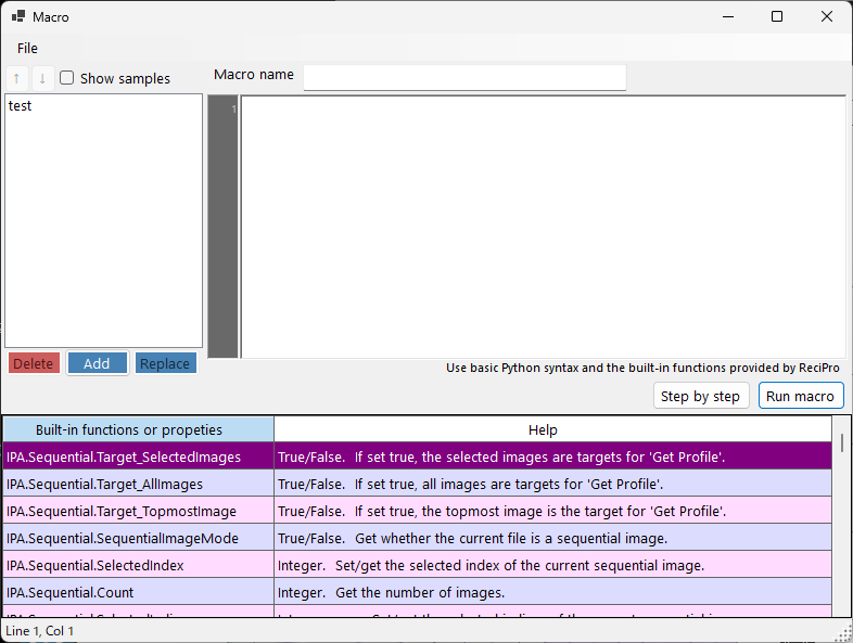 Macro editor