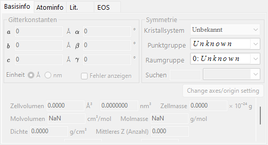 Das Steuerelement Kristallinformation