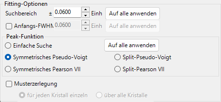 Fitting-Optionen