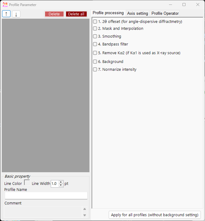 The whole Profile Parameter window