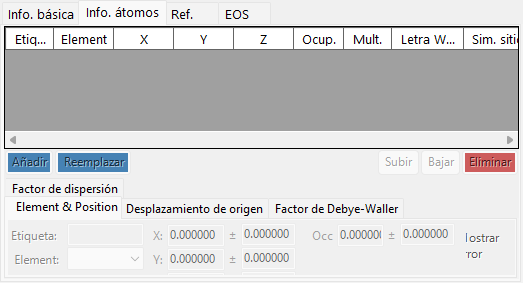 La pestaña Atom Info.