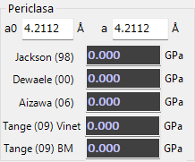 Lista de referencias de ecuaciones de estado para la periclasa MgO