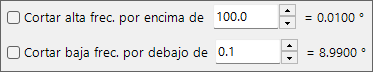 Panel del filtro de paso de banda