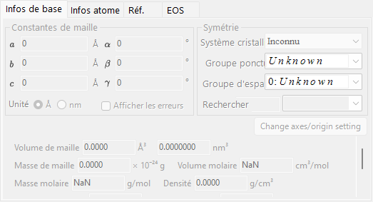 Le contrôle Informations sur le cristal