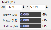 Liste des références d'équation d'état pour NaCl-B1