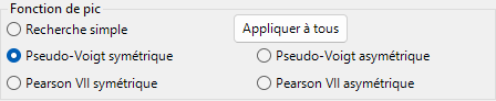 Search Range et Initial FWHM