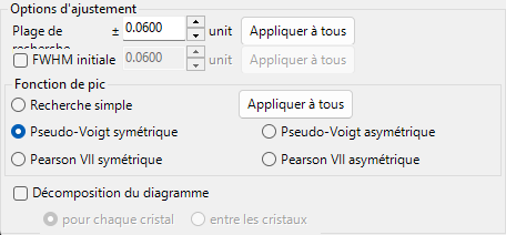 Options d'ajustement