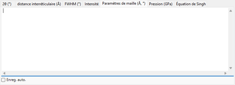 Onglet paramètres de maille