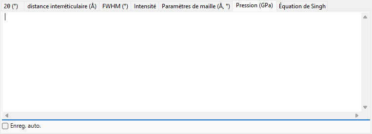 Onglet pression