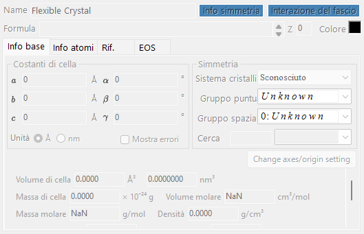 L'elenco dei cristalli