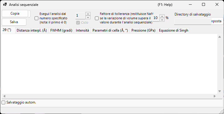 Finestra Analisi sequenziale