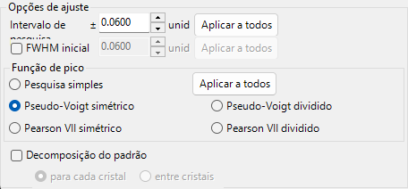 Opções de ajuste