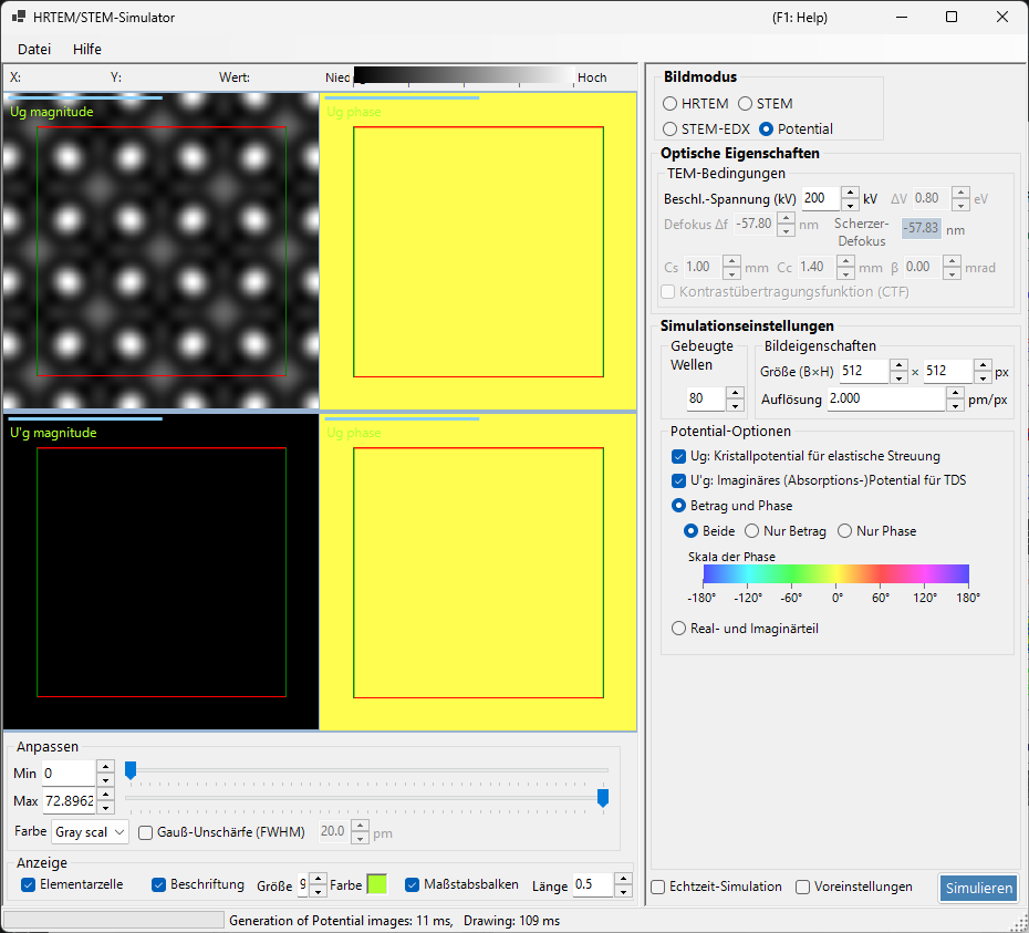 Potential mode of the simulator