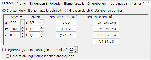 Tab „Grenzen“
