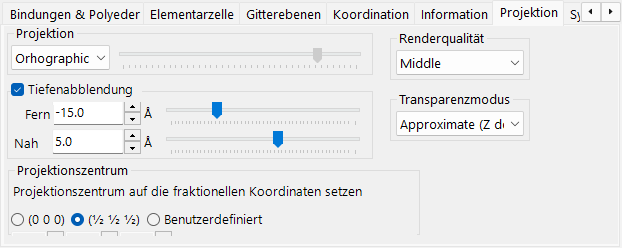 Tab „Projektion“