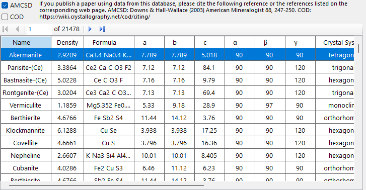 Crystal Database Table