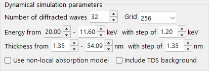 Dynamical simulation parameters