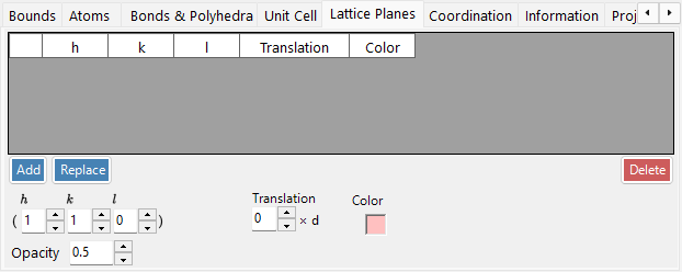 Lattice Plane tab