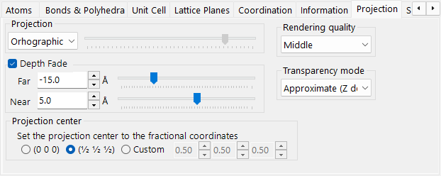 Projection tab