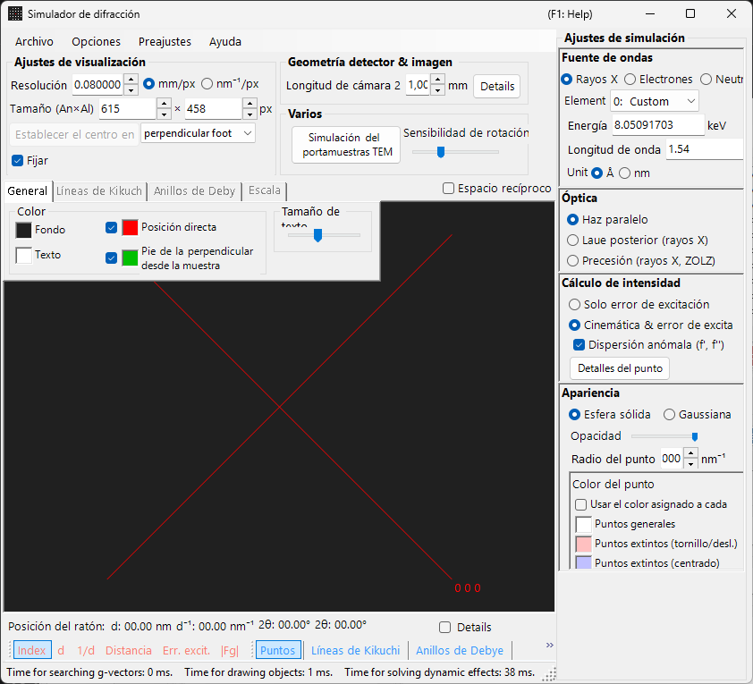 Simulador de difracción en modo rayos X / neutrones