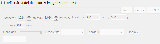 Área del detector e imagen superpuesta