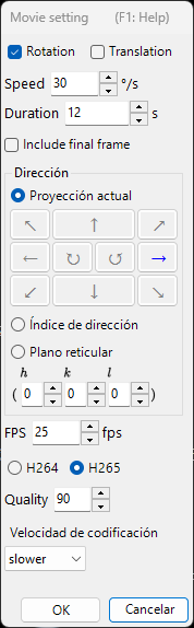 Cuadro de diálogo de configuración de película