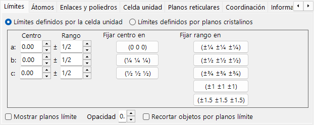 Pestaña Límites