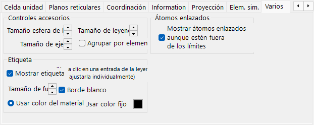 Pestaña Varios