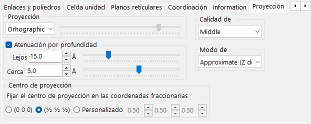 Pestaña Proyección