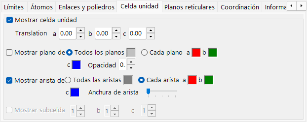 Pestaña Celda unidad