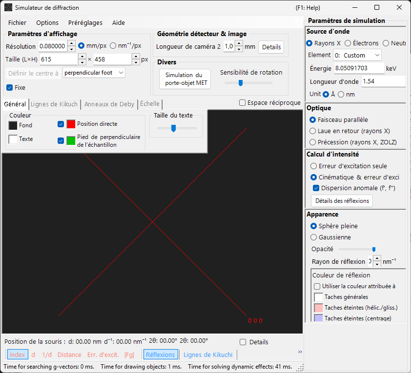 Simulateur de diffraction en mode rayons X / neutrons