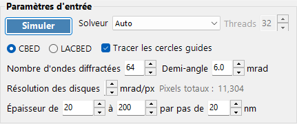 Paramètres d'entrée