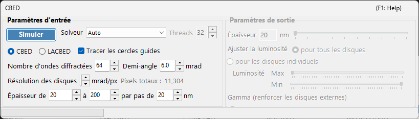 Simulation CBED