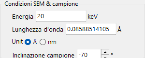 Condizioni SEM e campione