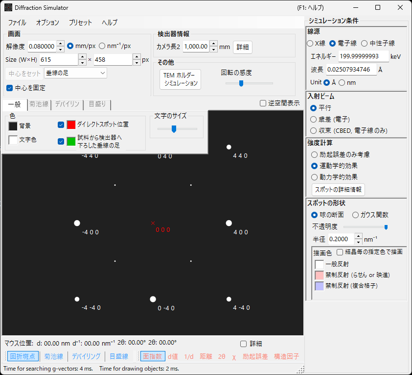 SAEDモードのシミュレータ