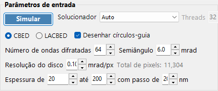 Parâmetros de entrada