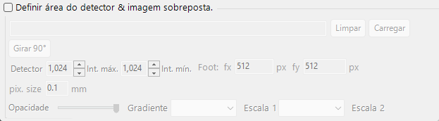 Área do detector e imagem sobreposta